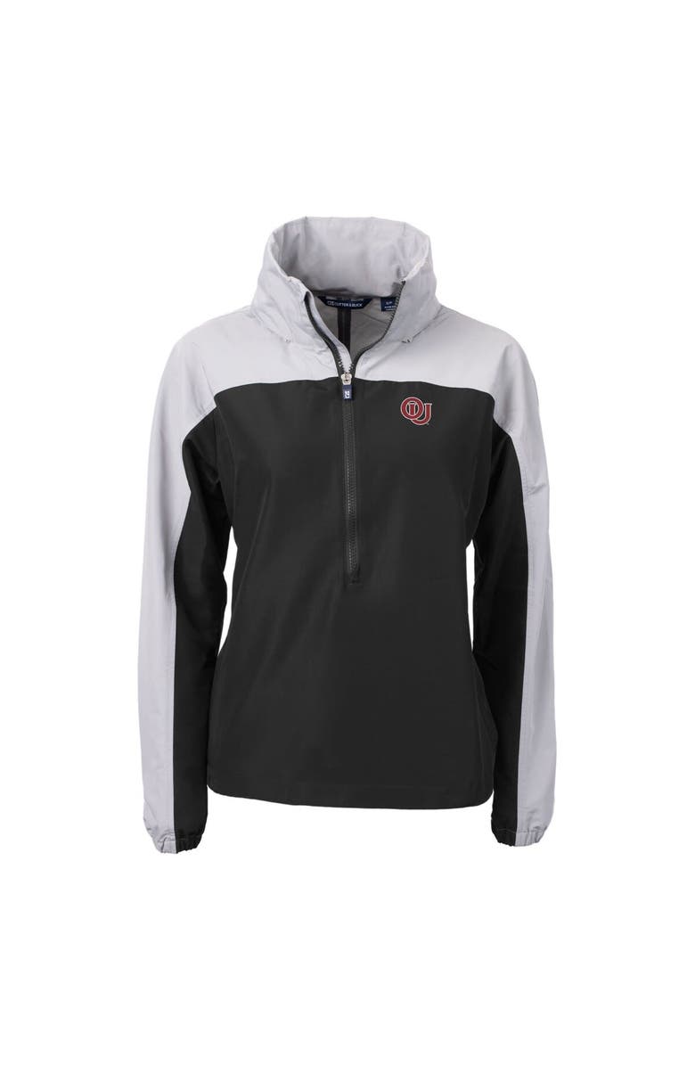 Cutter & Buck Women's Cutter & Buck  Black/Gray Oklahoma Sooners Vault Charter Eco Recycled Half-Zip Anorak Jacket, Alternate, color, 