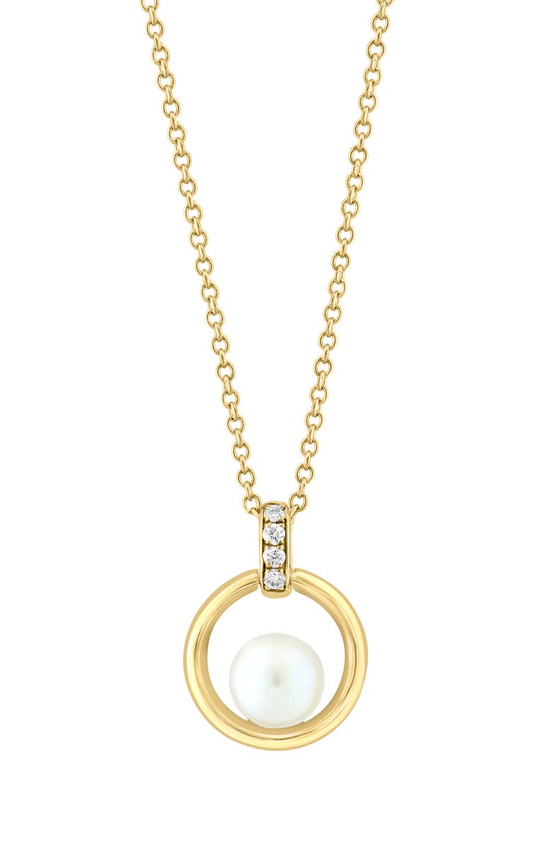 EFFY Diamond & Freshwater Pearl Pendant Necklace - 0.05ct., Main, color, 