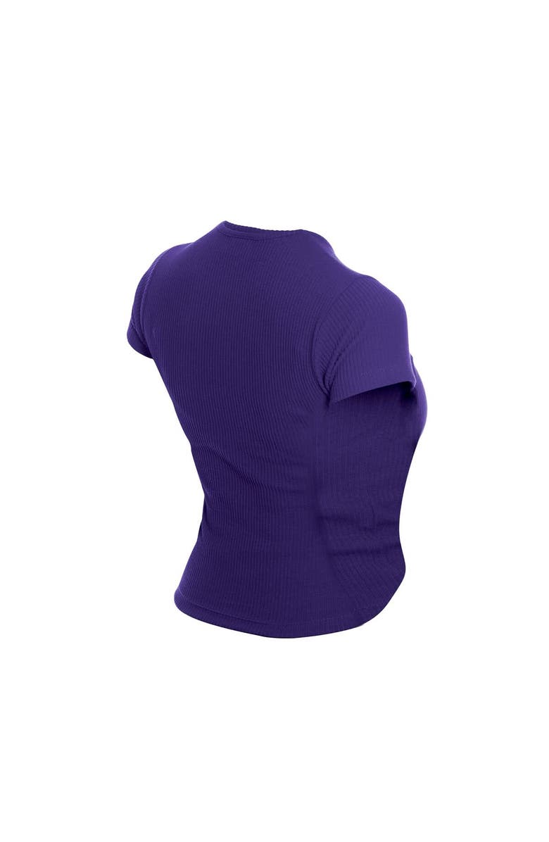 New Era Women's New Era Purple Los Angeles Lakers Leisure Collection Baby Doll Cropped T-Shirt, Alternate, color,