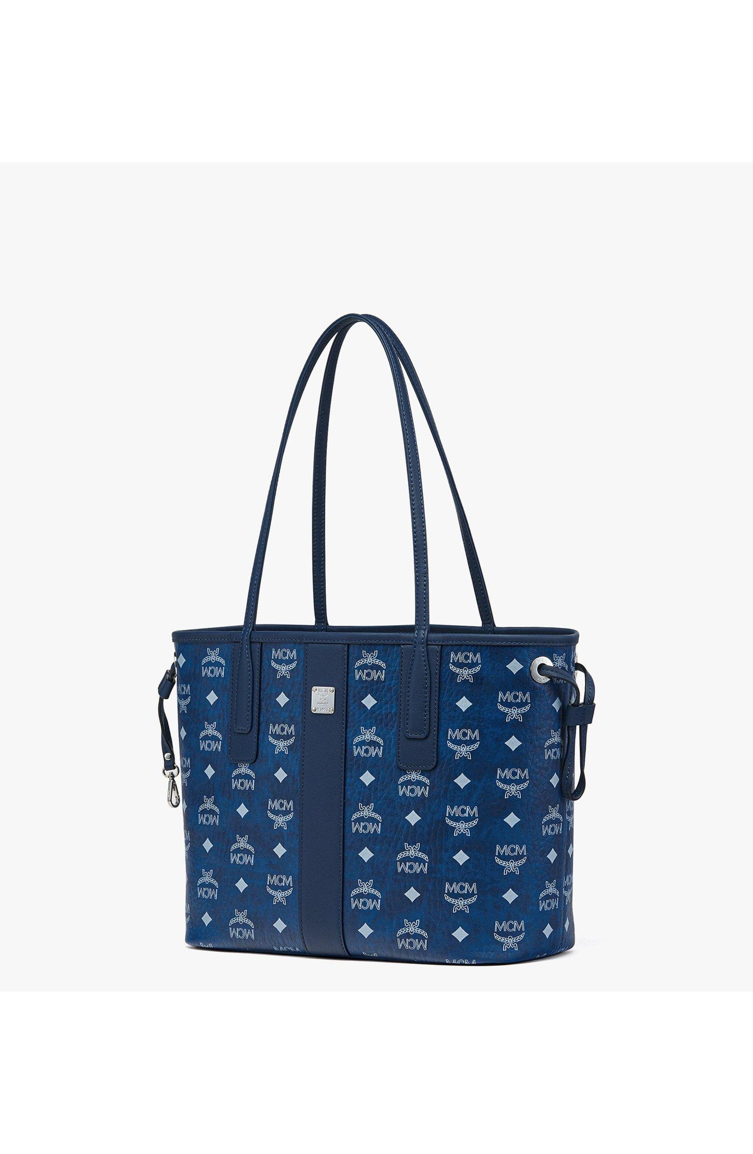 MCM Small Liz Shopper in Visetos, Alternate, color, Blue Visetos