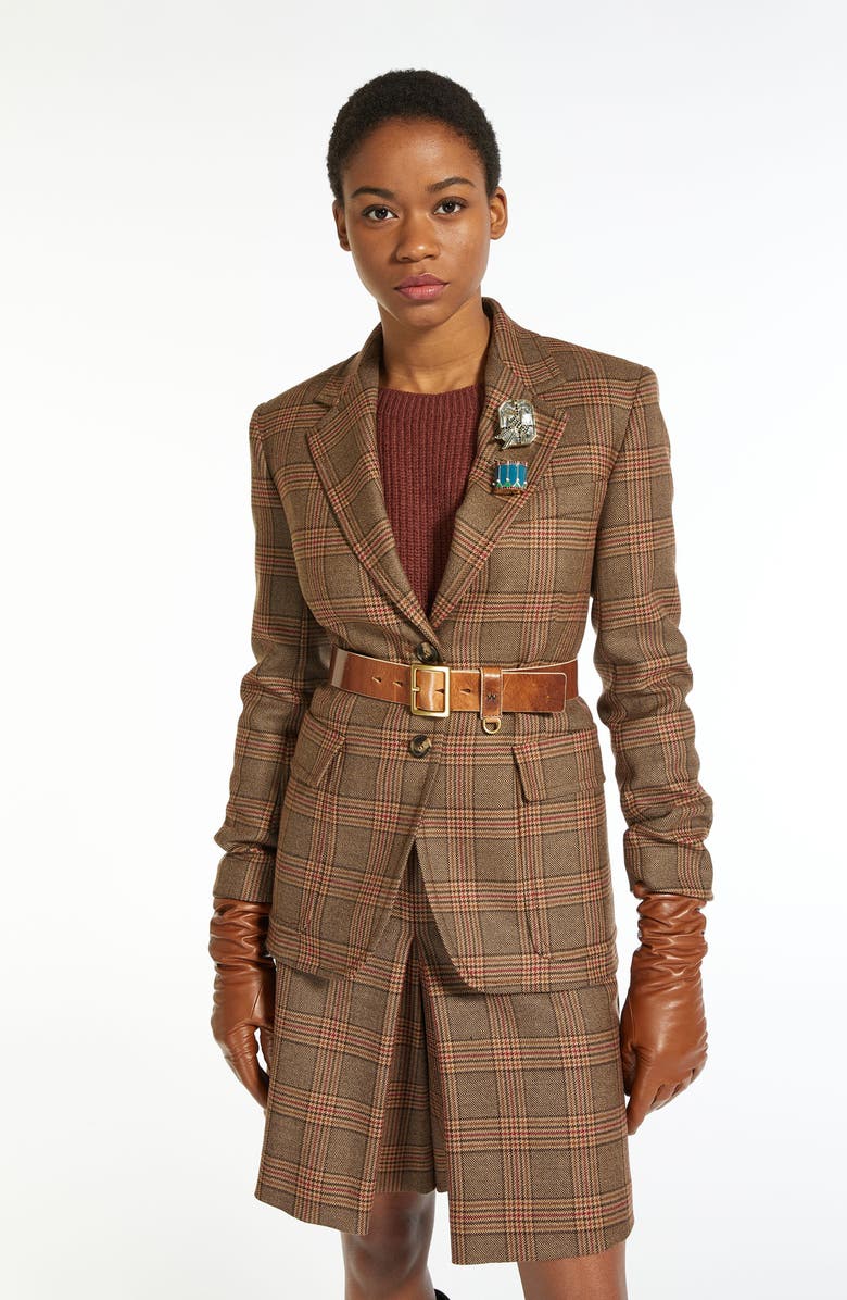 Weekend Max Mara Dorico Plaid Virgin Wool Jacket, Alternate, color, 