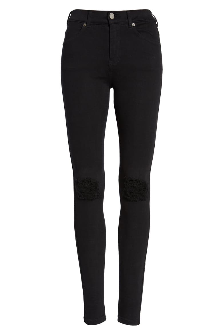 Lexy Ripped Skinny Jeans, Alternate, color, BLACK RIPPED KNEES