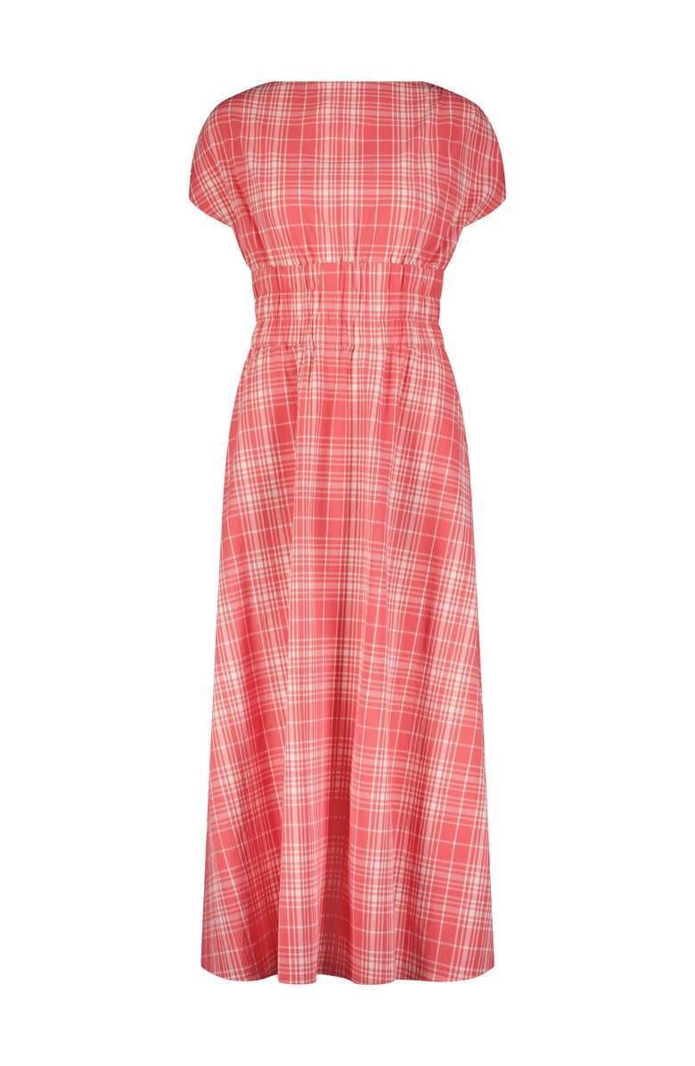 Lela Rose Plaid Seersucker Midi Dress, Main, color, Watermelon