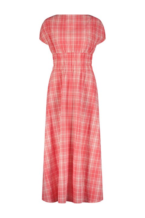 Plaid Seersucker Midi Dress