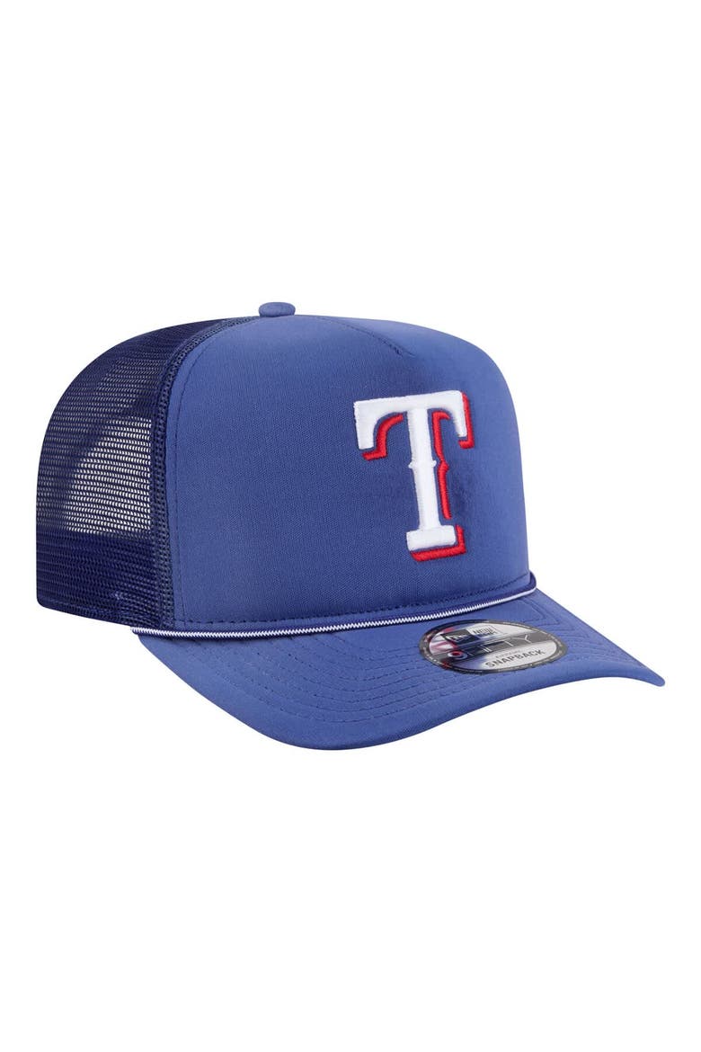 Men's New Era  Royal Texas Rangers Worn A-Frame 9FIFTY Trucker Snapback Hat, Alternate, color, Royal