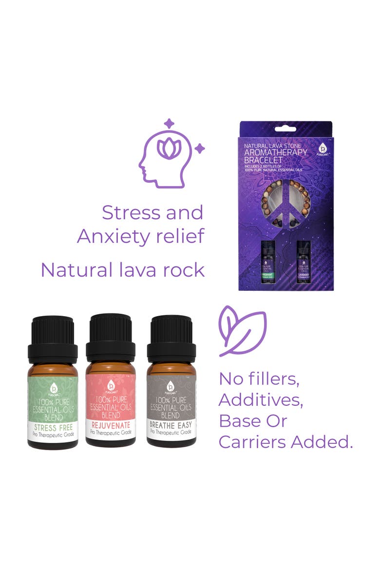 Lava Stone Bracelet & Pure Essential Oils Set, Alternate, color, Multicolor