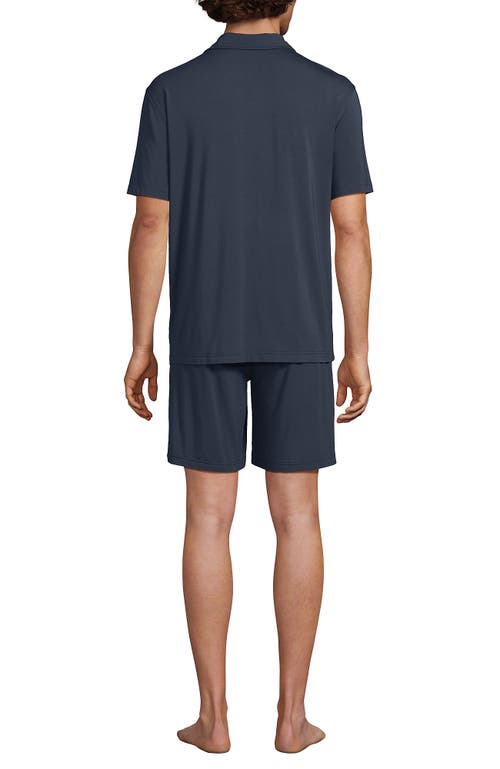 Lands' End Short Sleeve Cooling Knit Short Set In Blue