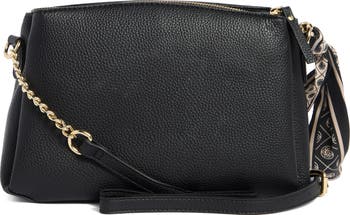 Triple Section Crossbody Bag with Scarf