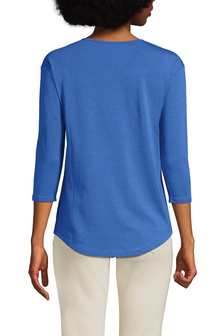 Petite 3/4 Sleeve Lightweight Jersey Shirttail Tee, Alternate, color, Muted Cobalt Blue