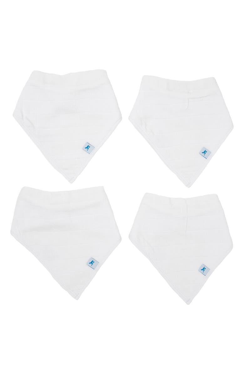 little unicorn 4-Pack Fleece & Cotton Muslin Bandana Bib, Main, color, White