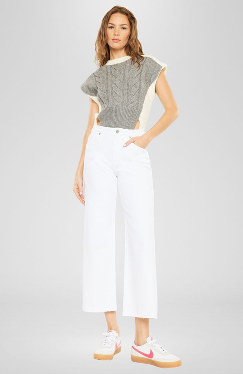 Kancan Dianella High Rise Crop Wide Leg Jeans In White