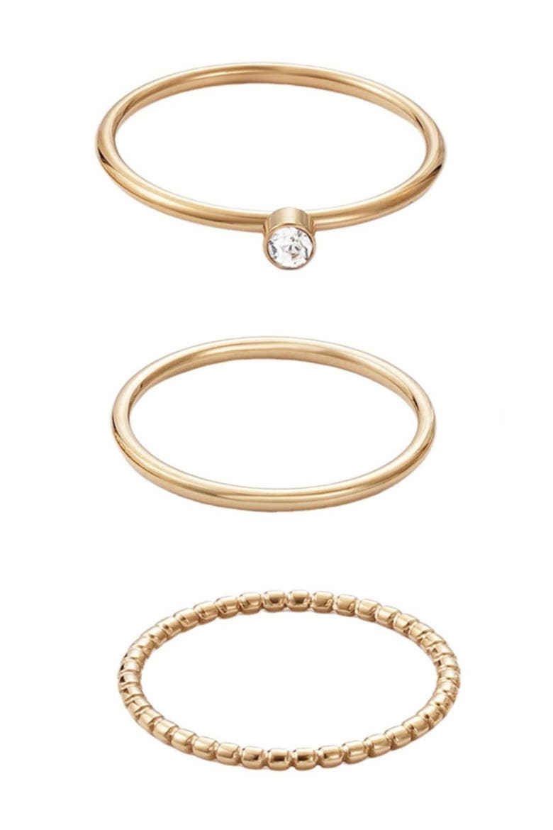 Set of 3 Assorted Stackable Rings, Main, color, GOLD