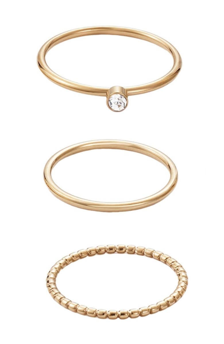 Adornia Set of 3 Assorted Stackable Rings, Main, color, Gold