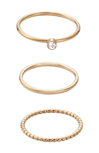 Adornia Set Of 3 Assorted Stackable Rings In Gold