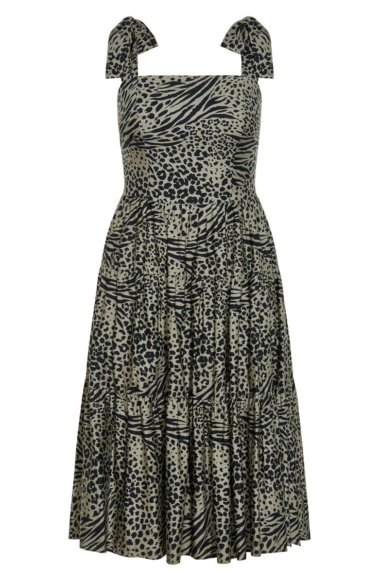 City Chic Gloria Animal Print Tiered Midi Sundress, Alternate, color, 