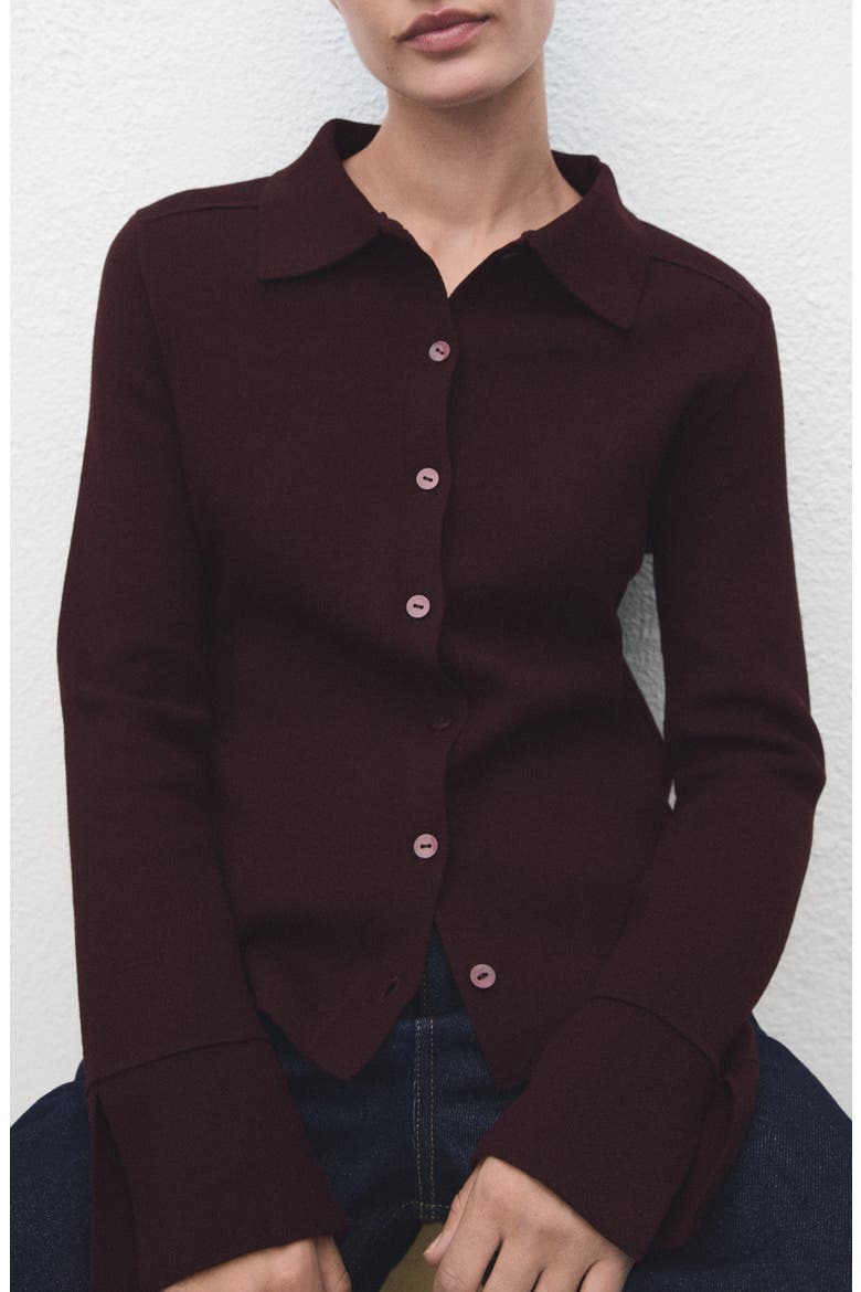 Collar Cardigan, Main, color, WINE