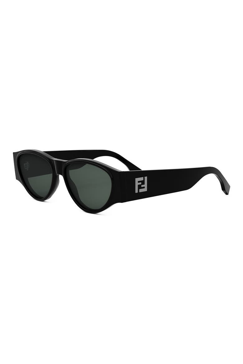 FF 55mm Oval Sunglasses, Alternate, color, SHINY BLACK / GREEN
