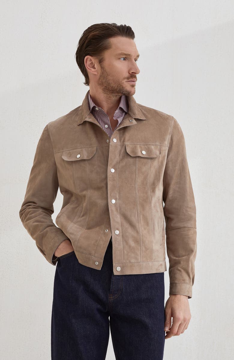 Brunello Cucinelli Suede jacket, Alternate, color, Hazelnut