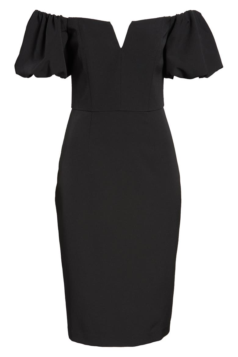 Off the Shoulder Cocktail Dress, Alternate, color, BLACK
