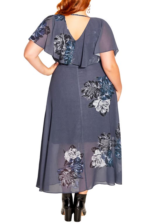City Chic Garnet Flutter Sleeve Wrap Dress In Blue