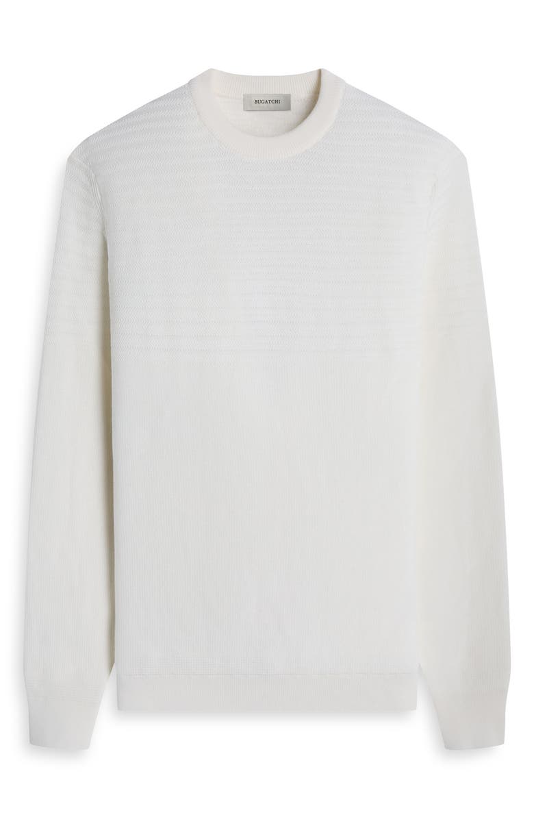 Bugatchi Mixed Stitch Cotton Crewneck Sweater, Alternate, color, Chalk