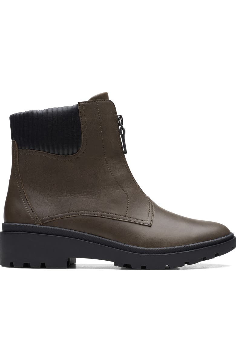 Clarks<sup>®</sup> Calla Zip Waterproof Boot, Alternate, color, Dark Olive Leather