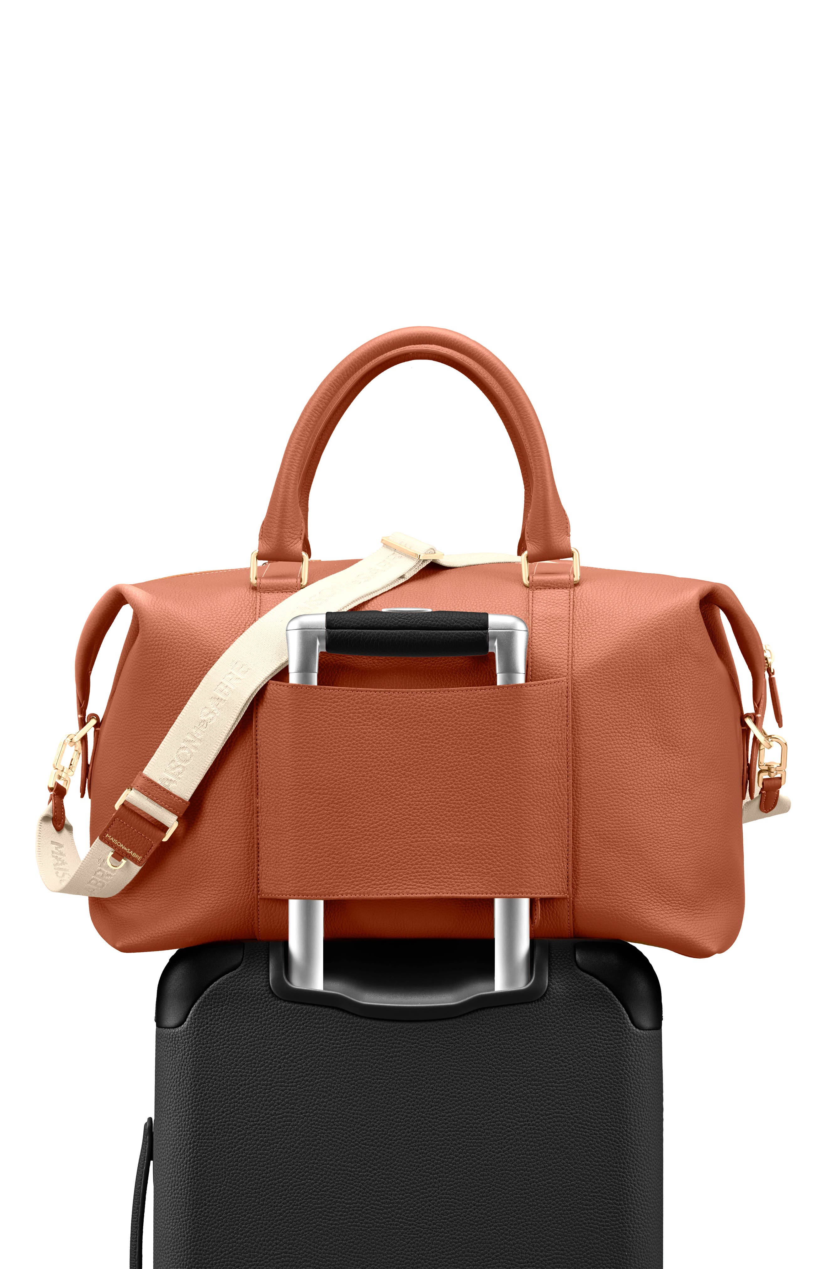 Leather Duffle Bag, Alternate, color, Walnut Brown