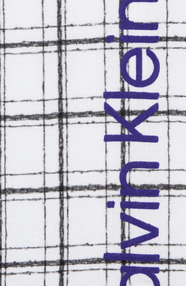 Calvin Klein Grid Weave Blanket Scarf, Alternate, color, Cream