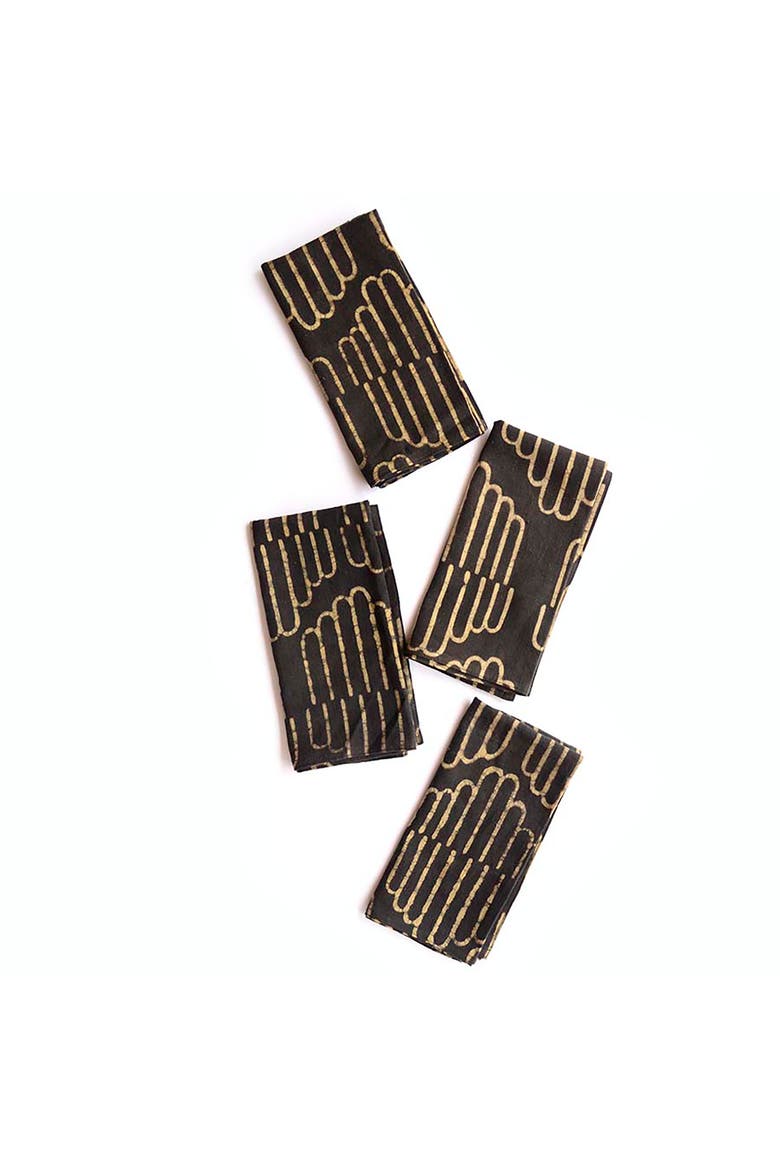 Handcrafted Cotton Table Napkins, Alternate, color, Black