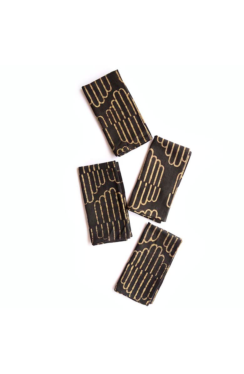 Ichcha Handcrafted Cotton Table Napkins, Alternate, color, Black