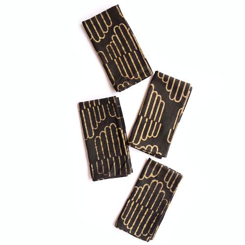 Ichcha Handcrafted Cotton Table Napkins In Black