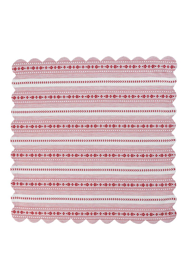 Villa Stripe Square Tablecloth, Main, color, RUBY
