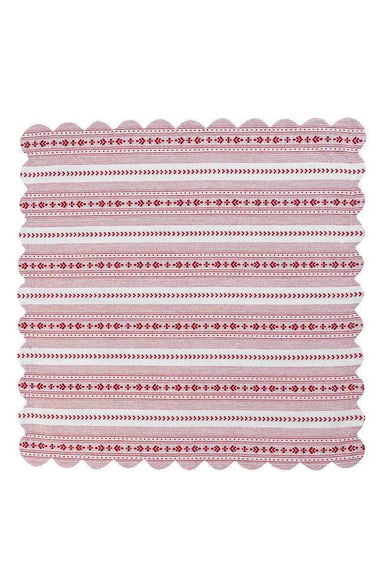 Juliska Villa Stripe Square Tablecloth, Main, color, Ruby