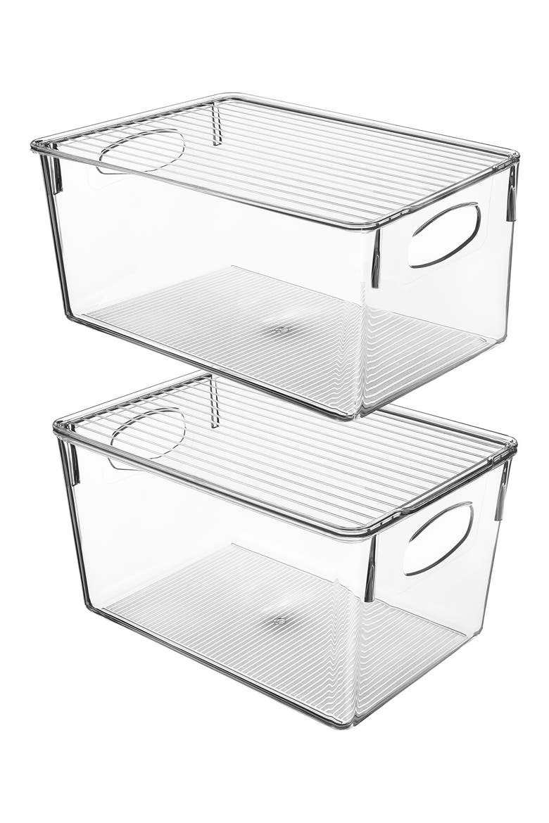 Clear Storage Bin With Lid - Set of 2, Main, color, CLEAR