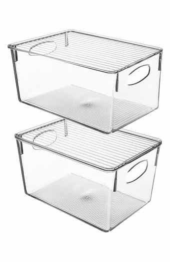 SORBUS Clear Storage Bin With Lid - Set of 2