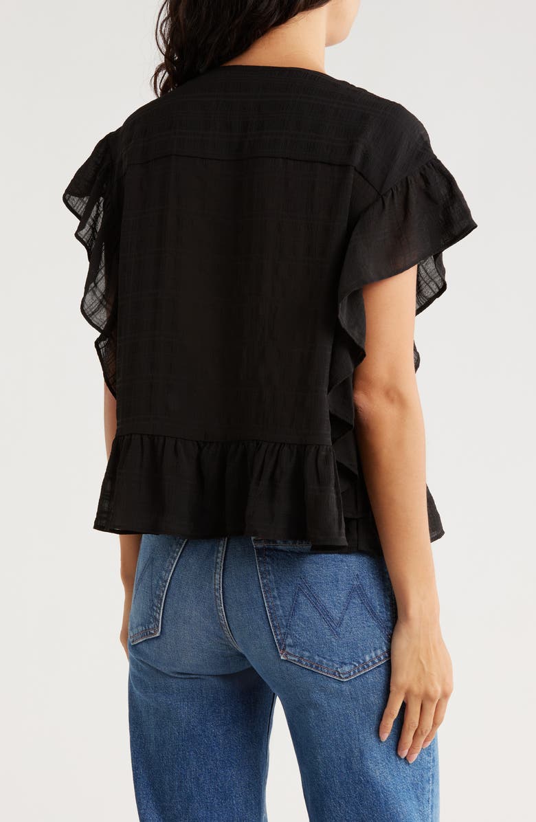 Melrose and Market Ruffle Cap Sleeve Chiffon Popover Top, Alternate, color, Black