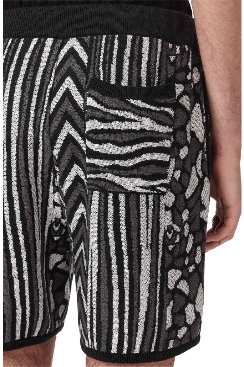 Burrows Abstract Pattern Knit Shorts, Alternate, color, BLACK