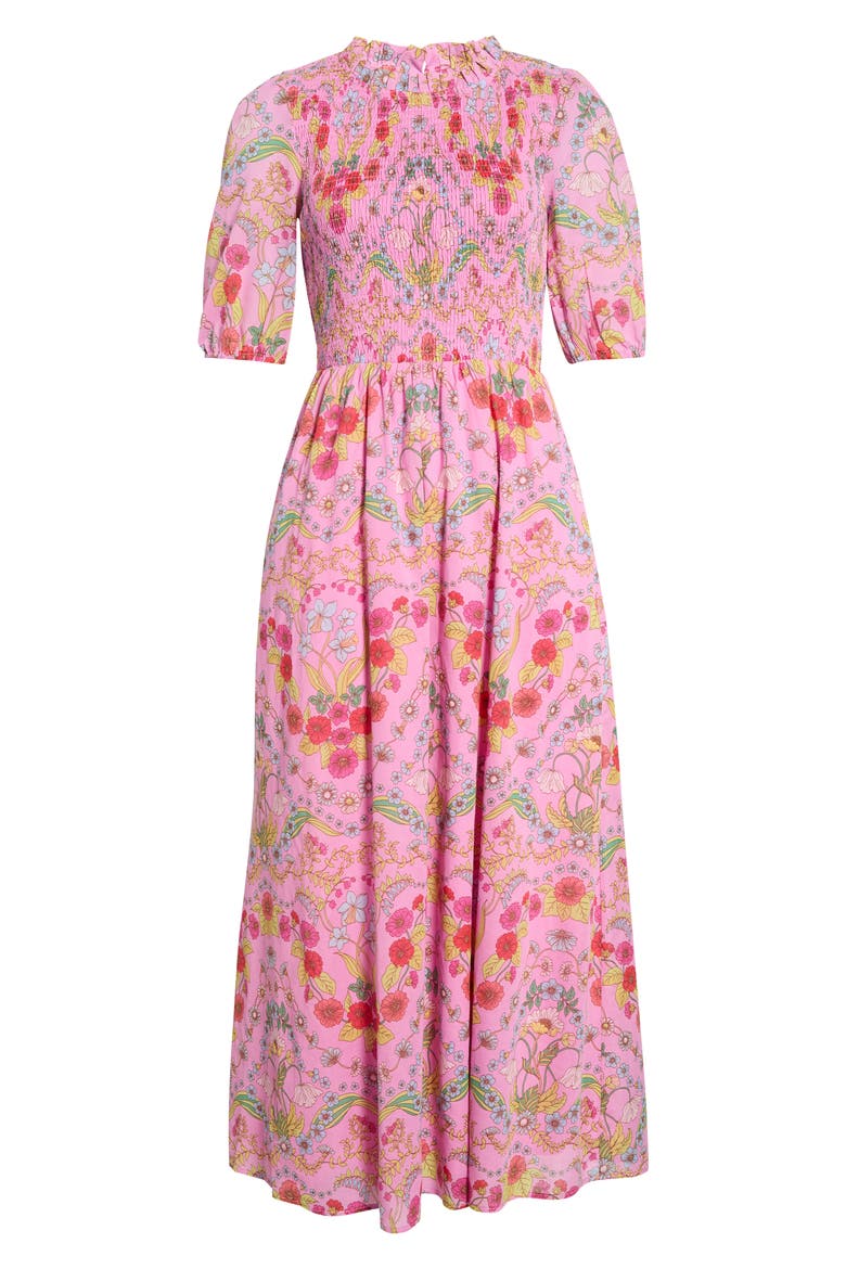 Ramsie Floral Smocked Maxi Dress, Alternate, color, CREAM-PINK-MULTI