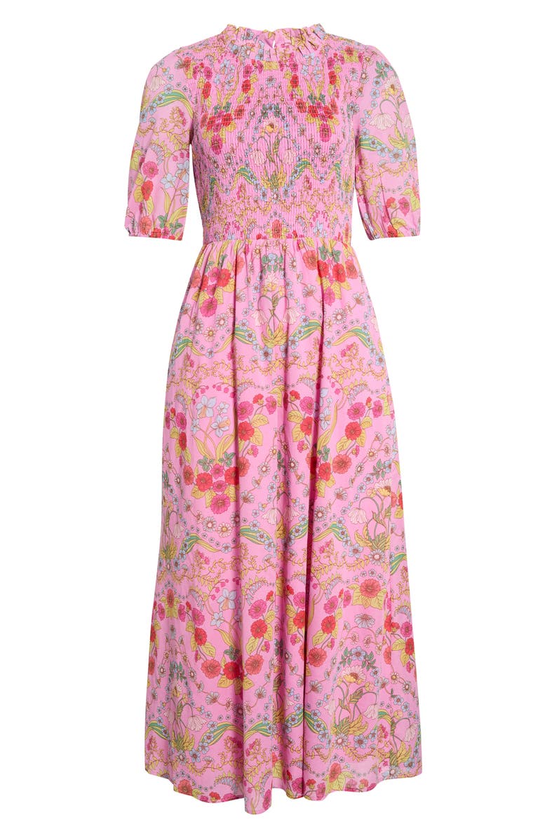 SUGARLIPS Ramsie Floral Smocked Maxi Dress, Main, color, Cream-Pink-Multi