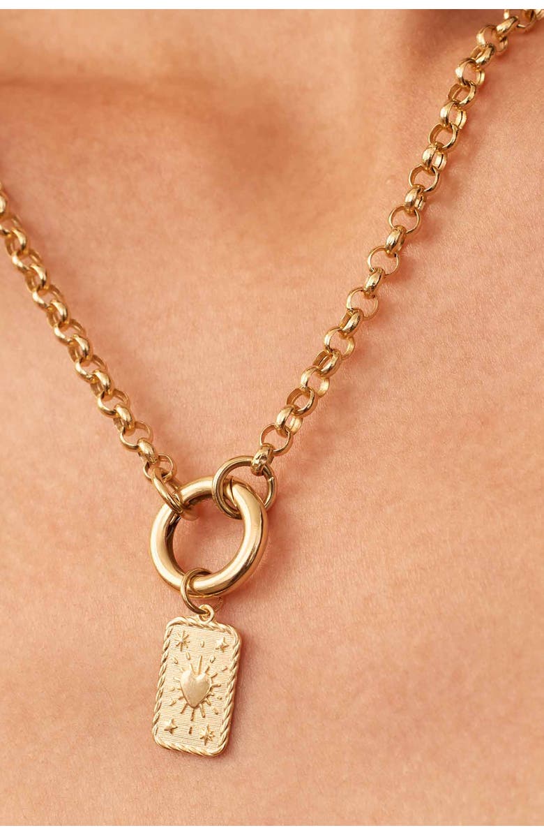 Oradina 14K Yellow Gold It's Love Pendant Charm, Alternate, color, Yellow Gold