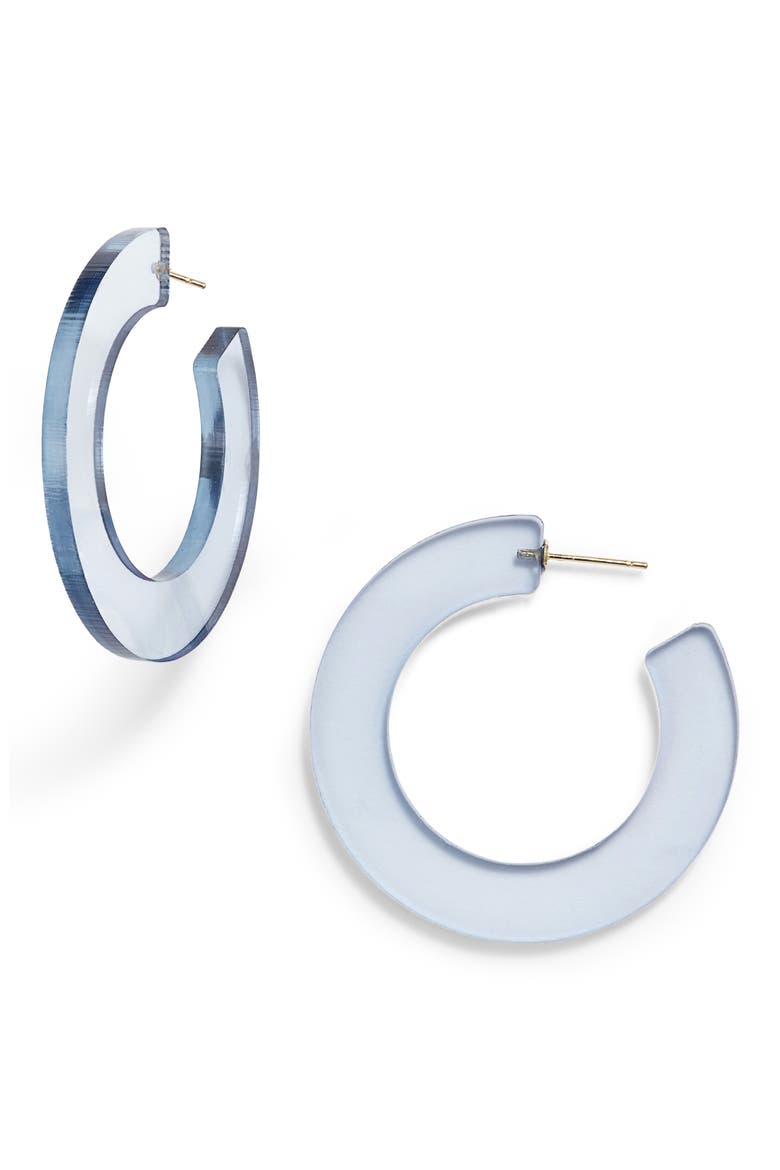Acrylic Hoop Earrings, Main, color, SMOKEY GREY