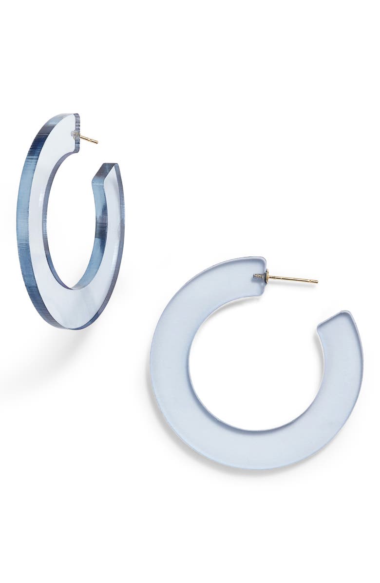 Sterling Forever Acrylic Hoop Earrings, Main, color, 