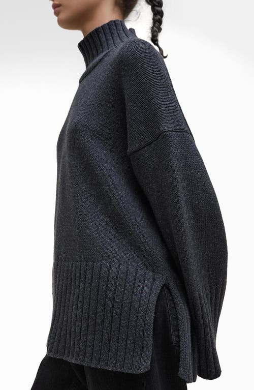 Barbour Serena Oversize Cotton & Wool Blend Mock Neck Sweater In Gray