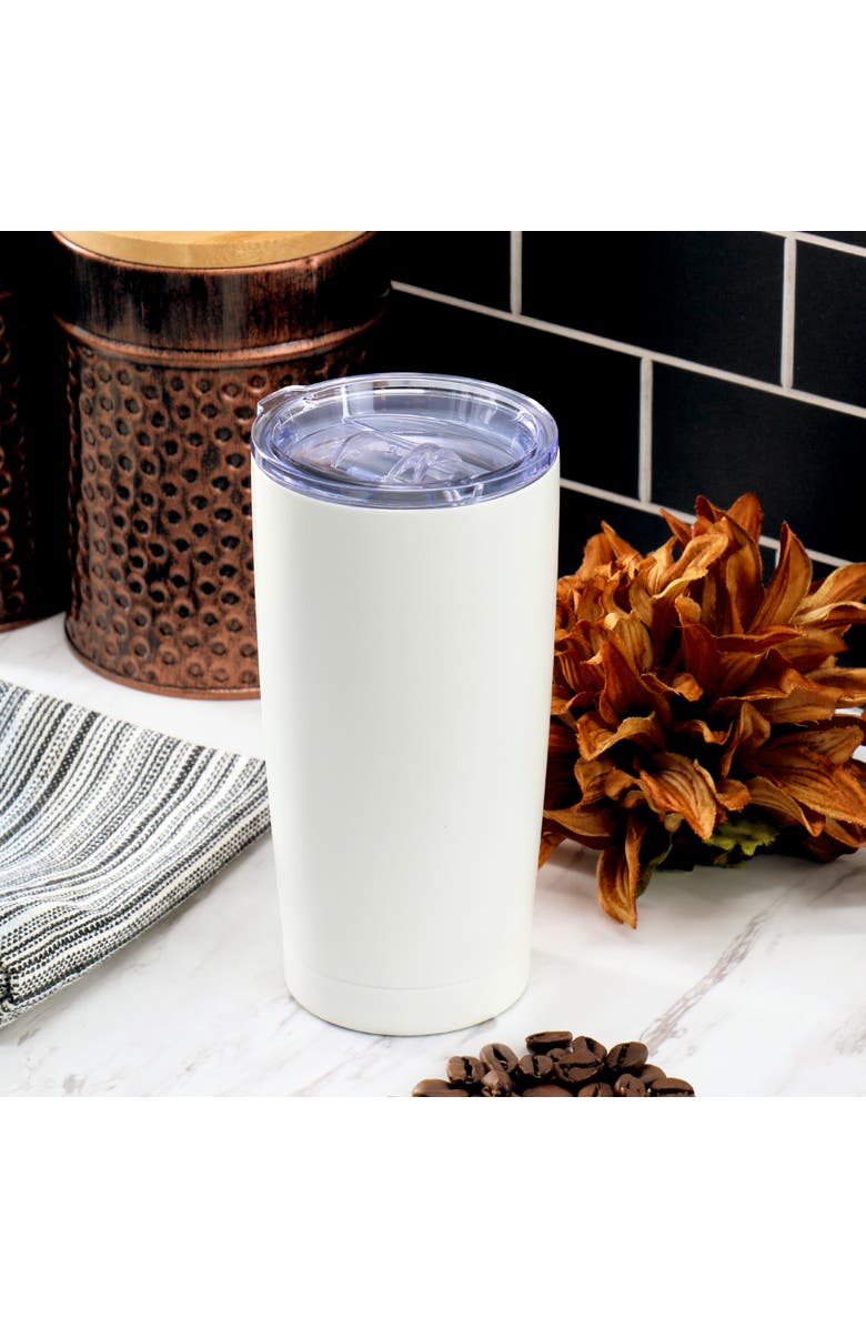 Gibson Home Marina 18oz Stainless Steel Thermal Tumbler with Acrylic Lid, Alternate, color, White