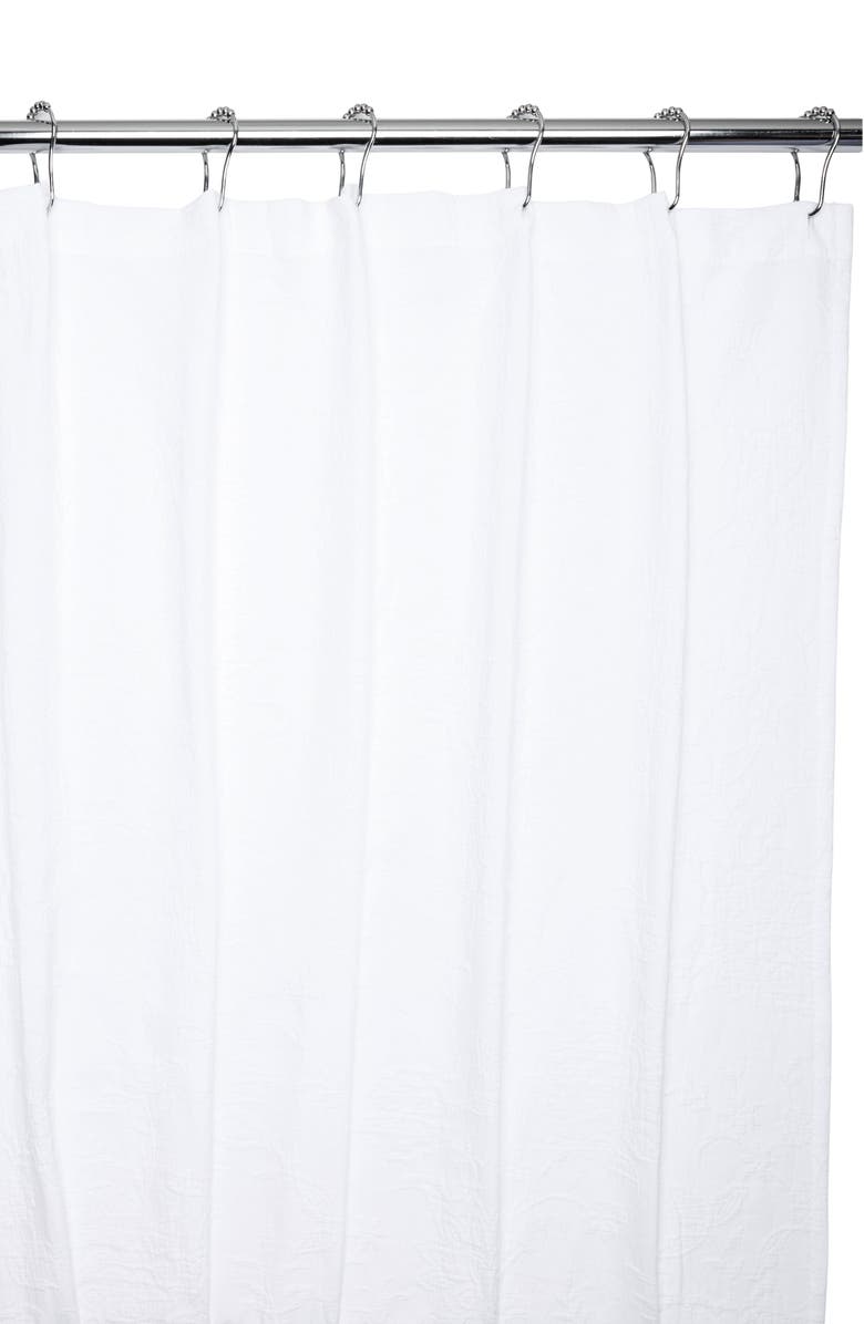 ARTISAN 34 Floral Jacquard Cotton Shower Curtain, Main, color, White