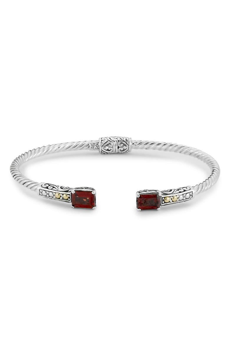 SAMUEL B. 18K Gold Sterling Silver Garnet Bangle Bracelet, Main, color, Red