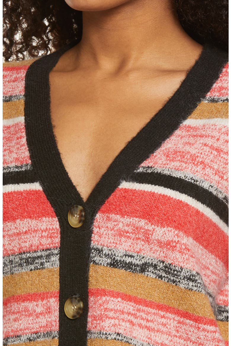 Crop Cardigan, Alternate, color, BLACK MARL STRIPE