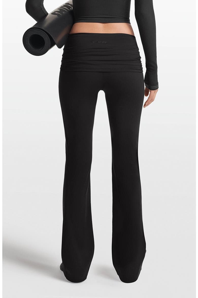 Matte Flared Foldover Waist Pants, Alternate, color, OBSIDIAN