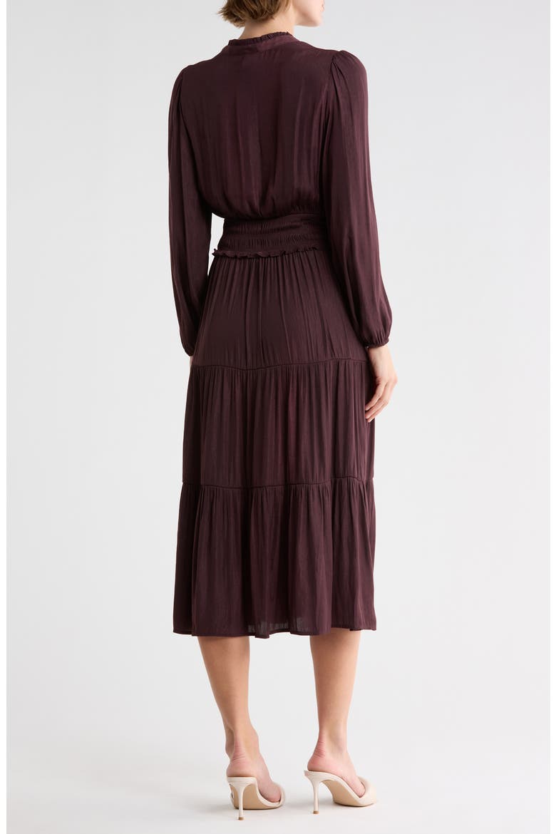 Hammered Satin Midi Dress, Alternate, color, BURGUNDY FUDGE