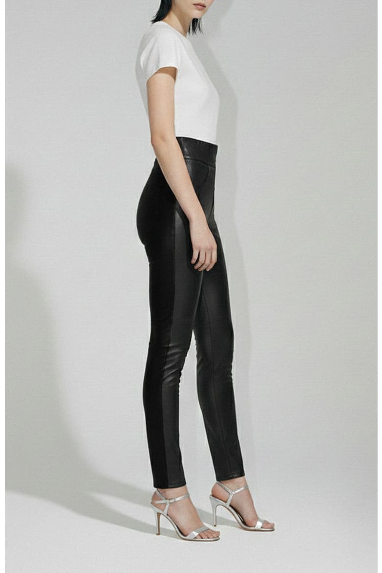 Gigi Stretch Leather Leggings, Alternate, color, Black